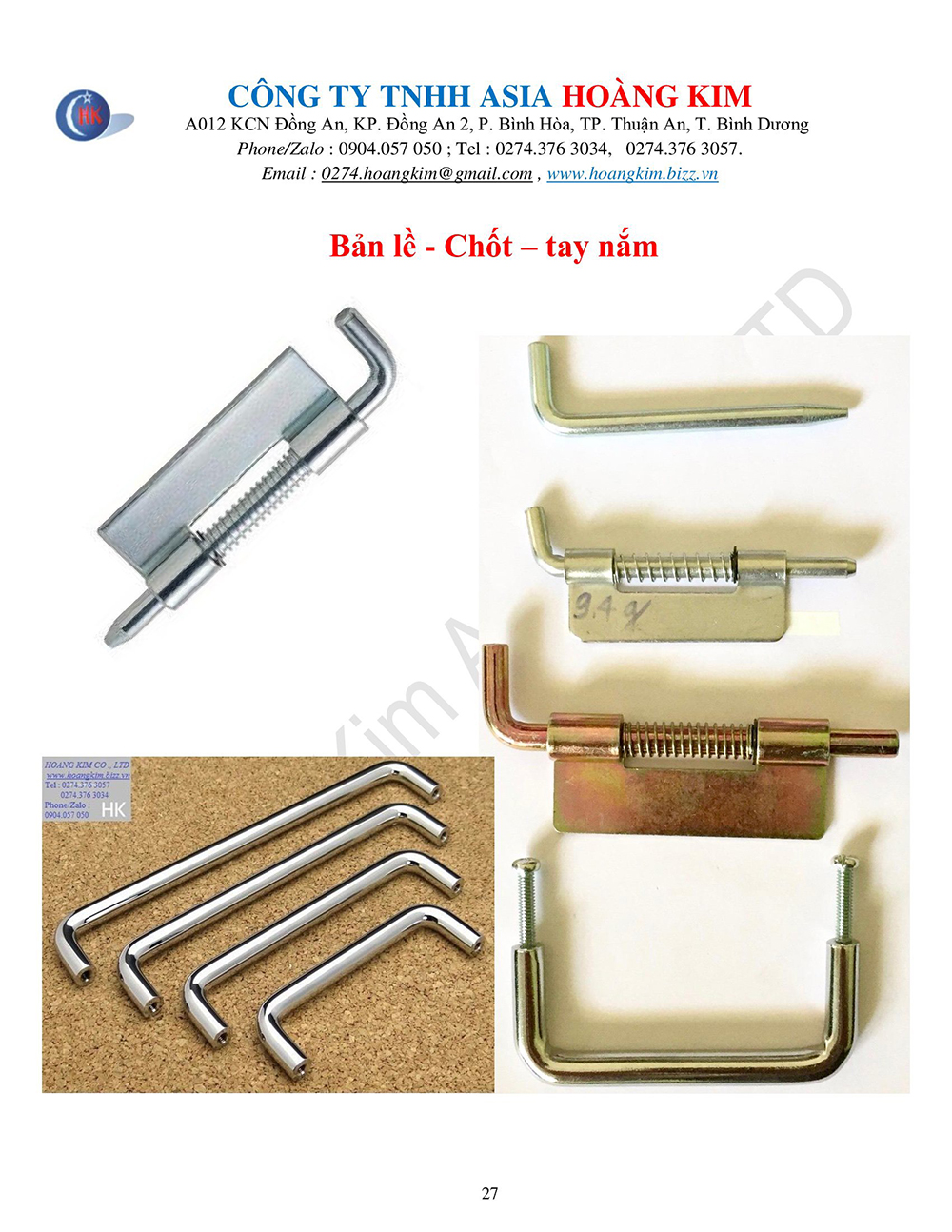 Bản lề - Chốt - Tay nắm